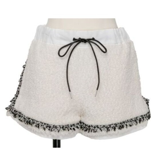 Sacai Women's High Waisted Tweed Shorts size L/10 - Off White Made in Japan NWT - Picture 4 of 10